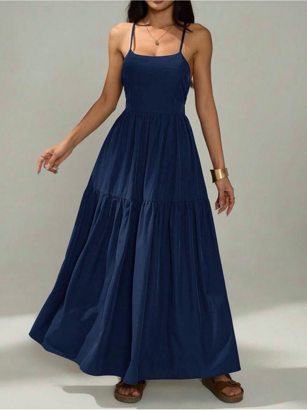 Navy Adjustable Maxi Dress - Women's Casual Summer Dress